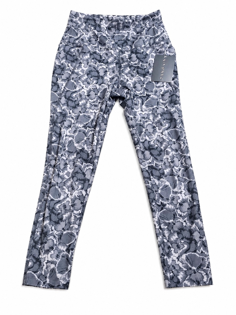 NWT Danskin High Waist PocketCrop Leggings XS Black Salt Watercolor Floral Print